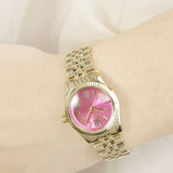 Michael Kors Lexington Quartz Pink Dial Gold Steel Strap Watch For Women - MK3270 Authentic Buy Shop Now