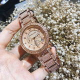 Michael Kors Uptown Glam Parker Chronograph Rose Gold Dial Steel Strap Watch for Women - MK5663 Authentic Buy Shop Now