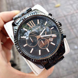 Michael Kors Lexington Chronograph Black Dial Black Steel Strap Watch For Men - MK8467 Authentic Buy Shop Now