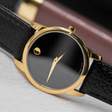 Movado Museum Classic Black Dial Black Leather Strap Watch For Women - 0607016 Authentic Buy Shop Now