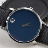 Movado Museum Classic Blue Dial Black Leather Strap Watch for Men - 0607197 Authentic Buy Shop Now