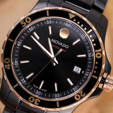 Movado 800 Series Black Dial Black Steel Strap Watch For Men - 2600162 Authentic Buy Shop Now