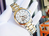 Bulova BVA Skeleton Silver Dial Two Tone Steel Strap Watch for Men - 98A230 Authentic Buy Shop Now
