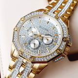 Bulova Crystal Collection Octova White Dial Gold Steel Strap Watch for Men - 98C126 Authentic Buy Shop Now