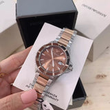 Emporio Armani Diver Quartz Brown Dial Two Tone Steel Strap Watch For Men - AR11340 Authentic Buy Shop Now