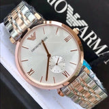 Emporio Armani Retro Silver Dial Two Tone Steel Strap Watch For Men - AR1677 Authentic Buy Shop Now