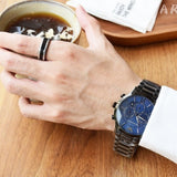 Emporio Armani Giovanni Chronograph Blue Dial Grey Steel Strap Watch For Men - AR11348 Authentic Buy Shop Now