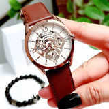 Guess Multi-Function Chronograph White Dial Brown Leather Strap Watch For Men - GW0389G8 Authentic Buy Shop Now