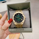 Guess Asset Quartz Green Dial Gold Steel Strap Watch For Men - GW0575G2 Authentic Buy Shop Now