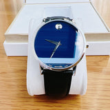 Movado Museum Classic Blue Dial Black Leather Strap Watch for Men - 0607197 Authentic Buy Shop Now