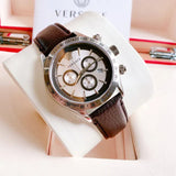 Versace Classic Chronograph Quartz Silver Dial Brown Leather Strap Watch For Men - VEV700119 Authentic Buy Shop Now