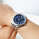 Versace Hellenyium GMT Blue Dial Silver Steel Strap Watch for Men - V11010015 Authentic Buy Shop Now