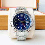 Versace Hellenyium GMT Blue Dial Silver Steel Strap Watch for Men - V11010015 Authentic Buy Shop Now
