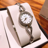 Bulova Analog Crystals Mother of Pearl Dial Silver Steel Strap Watch for Women - 98X109 Authentic Buy Shop Now