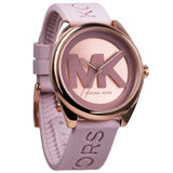 Michael Kors Janelle Three Hand Rose Gold Dial Pink Rubber Strap Watch For Women - MK7139 Authentic Buy Shop Now