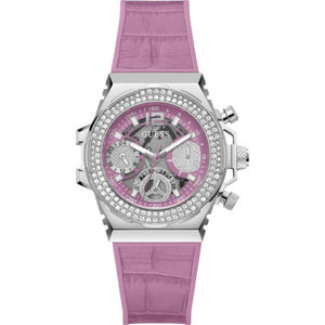 Guess Fusion Chronograph Pink Dial Pink Leather Strap Watch for Women - GW0553L1 Authentic Buy Shop Now