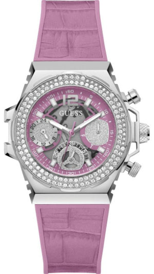 Guess Fusion Chronograph Pink Dial Pink Leather Strap Watch for Women - GW0553L1 Authentic Buy Shop Now