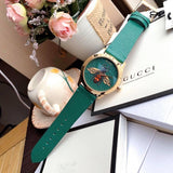 Gucci G Timeless Bee Green Dial Green Leather Strap Watch For Women - YA1264065 Authentic Buy Shop Now