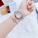 Michael Kors Mindy Three Hand White Dial Two Tone Steel Strap Watch For Women - MK7077 Authentic Buy Shop Now