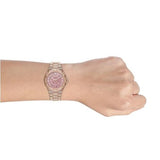 Michael Kors Lennox Three Hand Crystals Rose Gold Dial Rose Gold Steel Strap Watch For Women - MK6992 Authentic Buy Shop Now