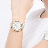 Michael Kors Parker Chronograph White Dial White Leather Strap Watch For Women - MK6916 Authentic Buy Shop Now