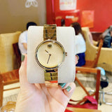 Movado Edge Gold Dial Gold Steel Strap Watch for Women - 3680014 Authentic Buy Shop Now