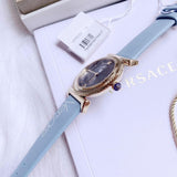 Versace V-Motif Grey Dial Blue Leather Strap Watch for Women - VERE00318 Authentic Buy Shop Now