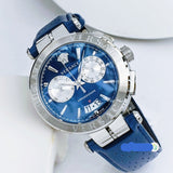 Versace Aion Chronograph Blue Dial Blue Leather Strap Watch for Men - VE1D01220 Authentic Buy Shop Now