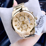 Guess Analog Chronograph Gold Dial Gold Steel Strap Watch for Men - W0075G5 Authentic Buy Shop Now