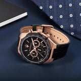 Maserati Stile Black Matte Dial Black Leather Strap Watch For Men - R8871642001 Authentic Buy Shop Now