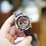 Bulova Classic Skeleton Automatic Brown Dial Brown Leather Strap Watch for Men - 96A120 Authentic Buy Shop Now