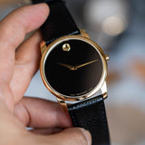 Movado Museum Black Dial Black Leather Strap Watch For Men - 0607014 Authentic Buy Shop Now