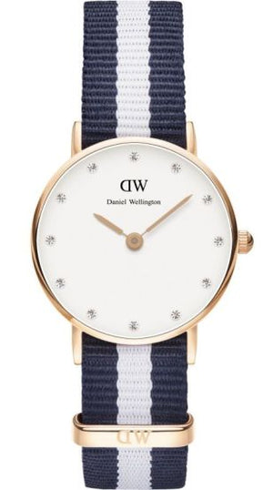 Daniel Wellington Classy Glasgow White Dial Two Tone Nylon Strap Watch For Women - DW00100066 Authentic Buy Shop Now