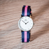 Daniel Wellington Classy Winchester White Dial Two Tone NATO Strap Watch For Women - DW00100073 Authentic Buy Shop Now