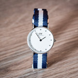 Daniel Wellington Classy Glasgow White Dial Two Tone NATO Strap Watch For Women - DW00100074 Authentic Buy Shop Now