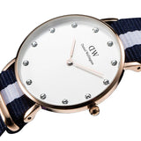 Daniel Wellington Classy Glasgow White Dial Two Tone Nylon Strap Watch For Women - DW00100078 Authentic Buy Shop Now