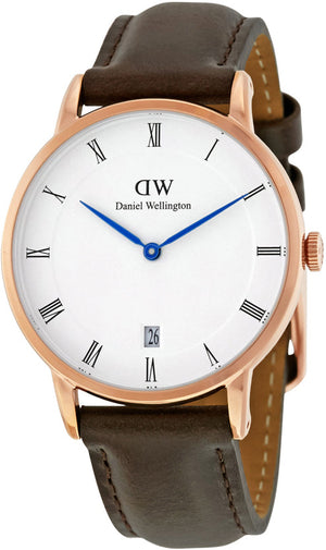 Daniel Wellington Dapper Bristol White Dial Brown Leather Strap Watch For Women - DW00100094 Authentic Buy Shop Now