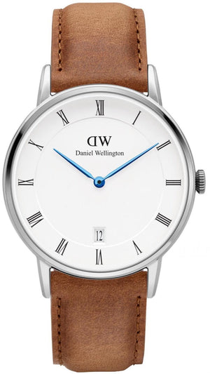 Daniel Wellington Dapper Durham Analog White Dial Brown Leather Strap Watch For Women - DW00100114 Authentic Buy Shop Now