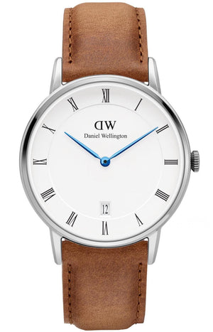 Daniel Wellington Dapper Durham Analog White Dial Brown Leather Strap Watch For Women - DW00100114 Authentic Buy Shop Now