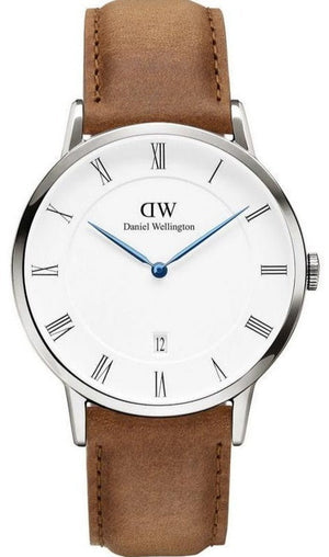 Daniel Wellington Dapper Durham White Dial Brown Leather Strap Watch For Men - DW00100116 Authentic Buy Shop Now