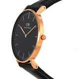 Daniel Wellington Classic Sheffield Black Dial Black Leather Strap Watch For Women - DW00100139 Authentic Buy Shop Now