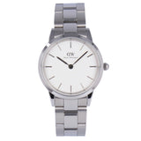 Daniel Wellington Iconic Link White Dial Silver Steel Strap Watch For Women - DW00100205 Authentic Buy Shop Now