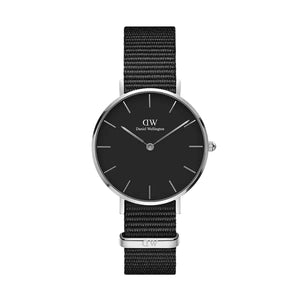 Daniel Wellington Classic Petite Cornwall Black Dial Black NATO Strap Watch For Women - DW00100216 Authentic Buy Shop Now