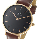 Daniel Wellington Classic Petite St Mawes Black Dial Brown Leather Strap Watch For Women - DW00100225 Authentic Buy Shop Now