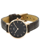 Daniel Wellington Classic Petite York Black Dial Brown Leather Strap Watch For Women - DW00100226 Authentic Buy Shop Now