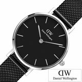 Daniel Wellington Petite Ashfield Black Dial Black Mesh Strap Watch For Women - DW00100246 Authentic Buy Shop Now