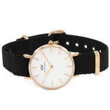 Daniel Wellington Classic Petite Cornwall White Dial Black NATO Strap Watch For Women - DW00100251 Authentic Buy Shop Now