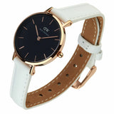 Daniel Wellington Classic Petite Bondi Black Dial White Leather Strap Watch For Women - DW00100285 Authentic Buy Shop Now