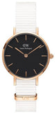 Daniel Wellington Classic Dover Black Dial White Nylon Strap Watch For Women - DW00100310 Authentic Buy Shop Now