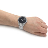 Daniel Wellington Iconic Link Black Dial Silver Steel Strap Watch For Women - DW00100342 Authentic Buy Shop Now